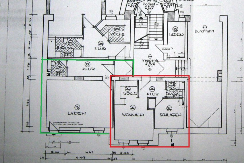 Grundriss EG Laden und Wohnung